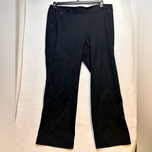 INC Classic Black Wide-Leg Pull On Pants zip pocket stretch size 18w